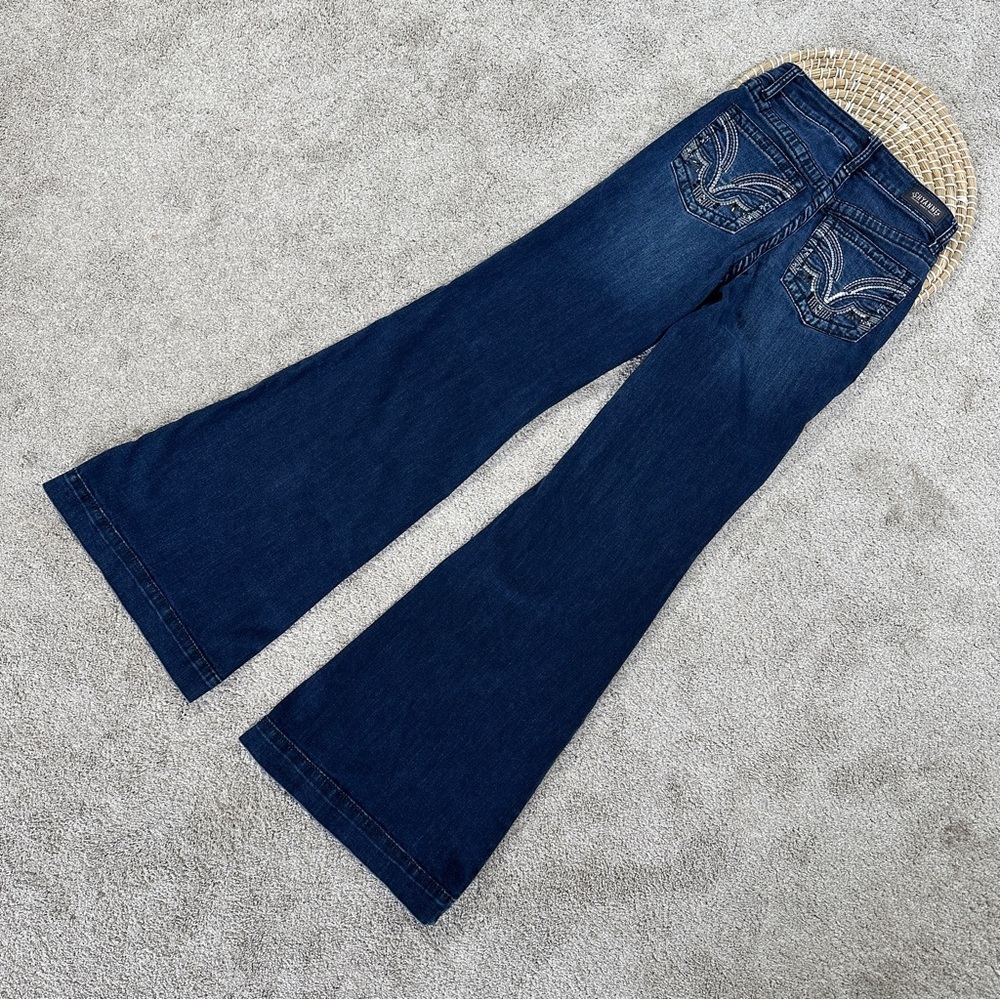 Shyanne Women’s Chandelier Pockets Flare Bootcut Jeans High Rise in Dark Wash 26 - Picture 6 of 16